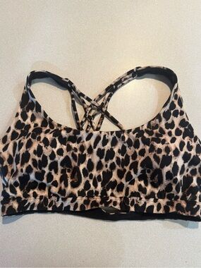 Victoria's Secret Leopard-Print Crisscross Sports Bra - Black & Tan